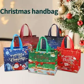 Рождественские многоразовые подарочные пакеты с ручками Рождественские нетканые сумки-тоут Подарочные пакеты для печенья и конфет Рождественский декор Navidad other