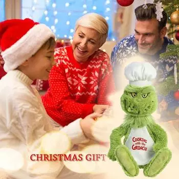 Рождественские монстры с зелеными волосами, плюшевая игрушка с красной рождественской шапкой и топами, мультяшные монстры, плюшевые украшения, забавные мягкие игрушки для Хэллоуина, карнавала A