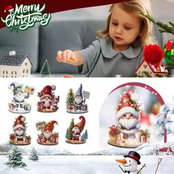 Рождественские мультяшные деревянные сборные украшения DIY Детские праздничные подарки Трехмерные картины украшения Рождественские настольные украшения One Size