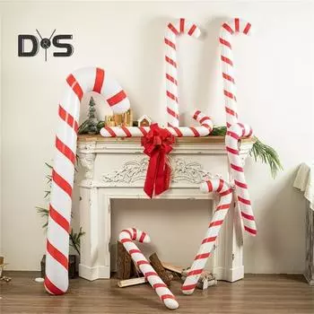 Рождественские надувные леденцы, праздничные воздушные шары в виде леденцов с насосом, многоразовые украшения в виде леденцов для использования в помещении и на открытом воздухе 12pcs