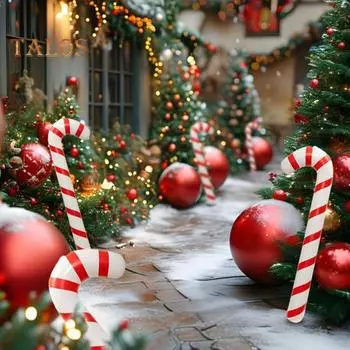 Рождественские надувные леденцы, праздничные воздушные шары в виде леденцов с насосом, многоразовые украшения в виде леденцов для использования в помещении и на открытом воздухе 12pcs
