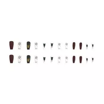 Рождественские накладные ногти короткие накладные ногти квадратные красные полностью покрывающие клеем ногти рождественские ногти с милым дизайном очень короткие с 2 мл клея