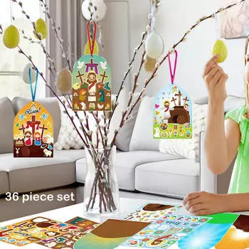Рождественские наклейки DIY вертеп наклейка праздник Пасха Декор вечерние игры принадлежности религиозные 12 Background Cards