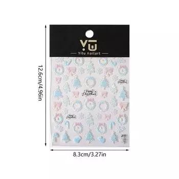 Рождественские наклейки для ногтей, блестящие ракушки, легкие наклейки для дизайна ногтей, милые снежинки, звездный венок, украшения для ногтей, наклейки для салона красоты своими руками розовый