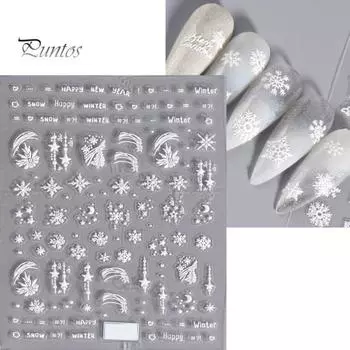 Рождественские наклейки для ногтей, праздничные снежинки, мультяшный лось, трехмерная наклейка для дизайна ногтей, женские аксессуары G