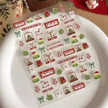 Рождественские наклейки для ногтей, различные узоры, рождественские наклейки для дизайна ногтей, самоклеящиеся наклейки для ногтей с изображением оленя, снеговика, маникюрного салона своими руками one size
