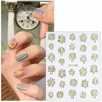 Рождественские наклейки для ногтей, самоклеящиеся, фейерверк, украшения, аксессуары для дизайна ногтей для женщин и девочек 1 разноцветный