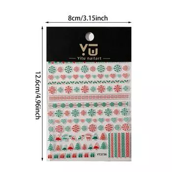 Рождественские наклейки для ногтей со снежинками, рельефные кружевные наклейки с изображением лося, самоклеящиеся наклейки для ногтей, слайдеры для украшений