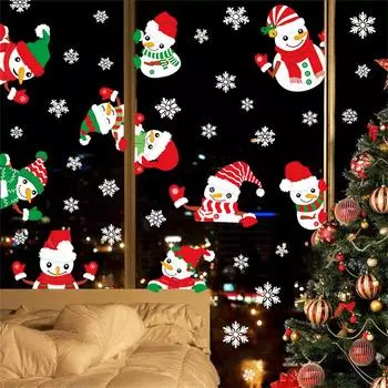 Рождественские наклейки из ПВХ Белый Рождественский снеговик Рождественская елка Рождественские украшения Наклейки Наклейки на стену