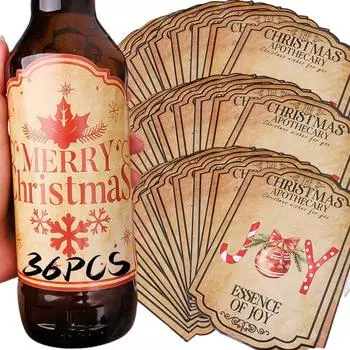 Рождественские наклейки на бутылки вина, рождественские наклейки на бутылки вина, наклейки со снеговиками, лосями, наклейки для декора рождественской вечеринки 24PCS(2 sets)