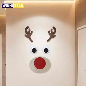 Рождественские наклейки на дверь, окно, фетровую ткань, снеговик, Санта-Клаус, Лось, стикер на стену, Рождественское украшение дома, с Новым годом 2024 Santa Claus