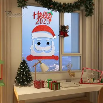 Рождественские наклейки на дверь Санта-Клаус Олени Войлок Декоративные наклейки DIY Рождественские украшения Наклейки на окна для дверей Окна Стены A