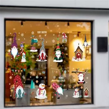 Рождественские наклейки на окна. Рождественские наклейки на окна для стекла, рождественские наклейки. Украшения. Праздничные наклейки Санта-Клауса для вечеринки. One Size
