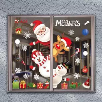 Рождественские наклейки на окна Рождественские украшения ПВХ наклейки на стены для Нового года 2025 Навидад Домашний декор Наклейки на стены детской комнаты