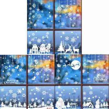 Рождественские наклейки на окна Санта-Клауса, настенные украшения, рождественская подвеска, Счастливого Рождества для домашнего декора, новогодние наклейки 2024
