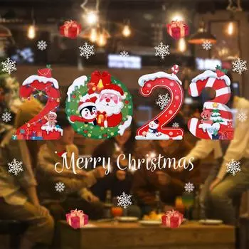 Рождественские наклейки на оконное стекло