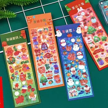 Рождественские наклейки подвески поделки креативные рождественские наклейки прозрачный лось пряничный человечек брелок своими руками подвеска подарки A9