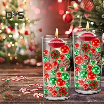 Рождественские наполнители для ваз своими руками, красные и зеленые плавающие шарики, водные бусины, набор леденцов для украшения рождественской вечеринки Sets