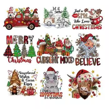 Рождественские нашивки, зимние наклейки, художественные ремесла, глажка одежды, аппликация, термоклейкая передача, аксессуары «сделай сам», утюг на переносе, подарок