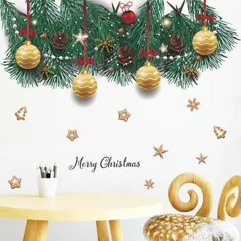 Рождественские настенные наклейки Фестивальные наклейки Новогодние рождественские украшения для дома Праздничные рождественские наклейки на Новый год