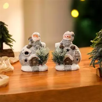Рождественские настольные светодиодные светящиеся украшения, рождественские снеговики, елочные украшения One Size