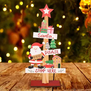 Рождественские настольные украшения, деревянные рождественские елки, центральные украшения для домашнего офиса, настольные украшения для комнаты Santa Claus