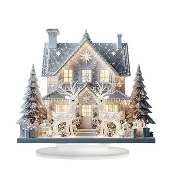 Рождественские настольные украшения, дом, олени, акриловые знаки для украшения дома, праздники L белый