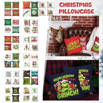 Рождественские наволочки 18x18 , 4 шт. Веселые подушки, декоративные рождественские наволочки, рождественские украшения для дома, милая зеленая наволочка One Size