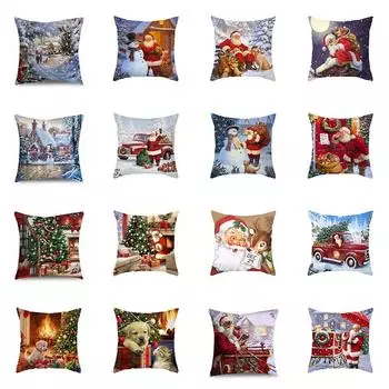 Рождественские наволочки Чехлы для подушек Украшения для дома Диваны Офисные сиденья Украшения для автомобиля Новогодние праздничные подарки 40x40cm