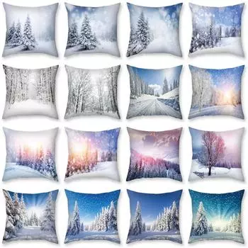 Рождественские наволочки. Наволочки для фермерского дома. С Рождеством, снегом, Рождеством. 40x40cm