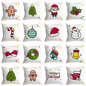Рождественские наволочки с мультяшным принтом, украшение для дома, праздничные новые наволочки для диванных подушек 40x40cm