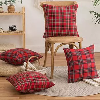 Рождественские наволочки, шотландская клетчатая подушка, наволочки для кровати, дивана, декор для вечеринки, наволочка для подушки, праздничные украшения 45/50 см