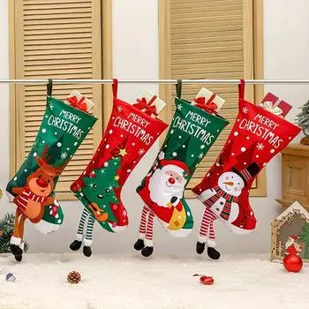 Рождественские носки для домашней вечеринки с рисунком из мультфильма Подарочный пакет Снеговик Олень Санта-Клаус Праздничные принадлежности
