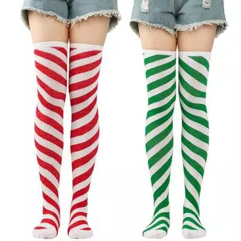 Рождественские носки, полосатые длинные носки, гольфы, гольфы для школьниц, хэллоуинская детская форма, рождественские аксессуары для косплея