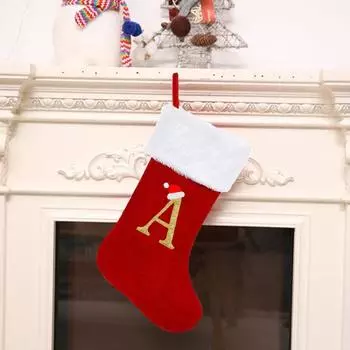 Рождественские носки с буквами Вязаные рождественские носки с вышивкой букв