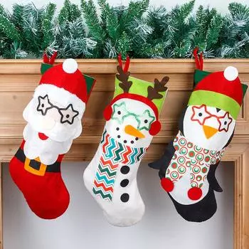 Рождественские носки с оленями, сумка для конфет, подарочные пакеты Санта-Клауса, рождественские чулки, рождественский декор