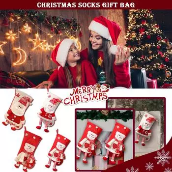 Рождественские носки со сладостями, большие подарочные носки, подарочные носки со снеговиками, подходят для украшения рождественской вечеринки в честь семейного праздника One Size