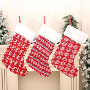 Рождественские носки Трикотажные чулки Рождественские большие носки Подарочный пакет в красную и белую полоску Детский подарочный пакет Striped