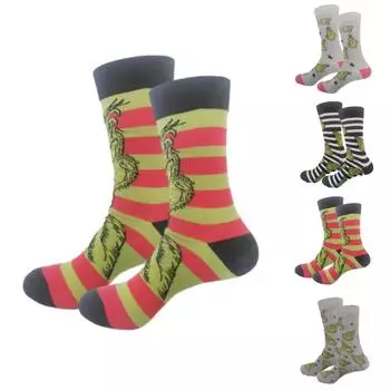 Рождественские носки унисекс хлопковые носки среднего размера удобные и дышащие для праздничной атмосферы One Size