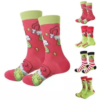 Рождественские носки унисекс хлопковые носки среднего размера удобные и дышащие для праздничной атмосферы One Size