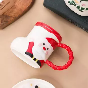 Рождественские носки в форме мультфильма, керамическая кружка, милая креативная домашняя кружка для питья, подарочная кружка, забавная кофейная кружка 400-600ml красный
