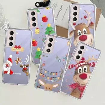 Рождественские новогодние подарки лось снег прозрачный чехол для Samsung Galaxy S22 S20 FE S21 S10 S9 Plus Note 20 Ultra 10 Lite телефон чехол Samsung S20 FE 5G