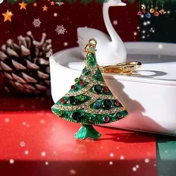 Рождественские новые креативные брелки европейские штаты модный дизайн Sense рождественская елка цинковый сплав бриллиантовый брелок женская сумка подвески 10 cm зелёный