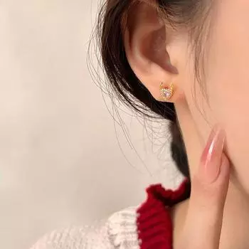 Рождественские новые серьги с розовыми бриллиантами в виде лося, серьги в виде головы оленя, маленькие, осенне-зимний стиль