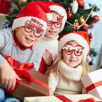 Рождественские очки Санта-Клаус с Рождеством в форме лося пластиковые декоративные очки детский костюм для рождественской вечеринки аксессуар реквизит для фотографий B