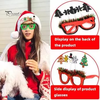 Рождественские очки, шапка Санты, снеговик, елка, рога лося, Веселые рождественские блестки, оправа для очков, праздничные очки, реквизит для фотосъемки H