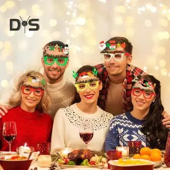 Рождественские очки, шапка Санты, снеговик, елка, рога лося, Веселые рождественские блестки, оправа для очков, праздничные очки, реквизит для фотосъемки G