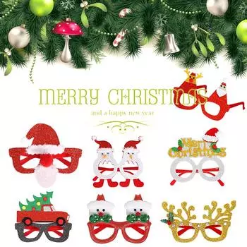 Рождественские очки в оправе, рождественские украшения для взрослых и детей, рождественские подарки, блестящие очки в виде Санта-снежинки, декор для новогодней вечеринки 2025 года