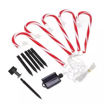 Рождественские огни Candy Cane Lights 1 из 5 IP65 Водонепроницаемость 8 режимов 500 мАч Аккумулятор Candy Cane Pathway