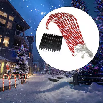 Рождественские огни в виде леденцов на лужайке, дворе, подъездной дорожке, ландшафтное освещение, теплый свет